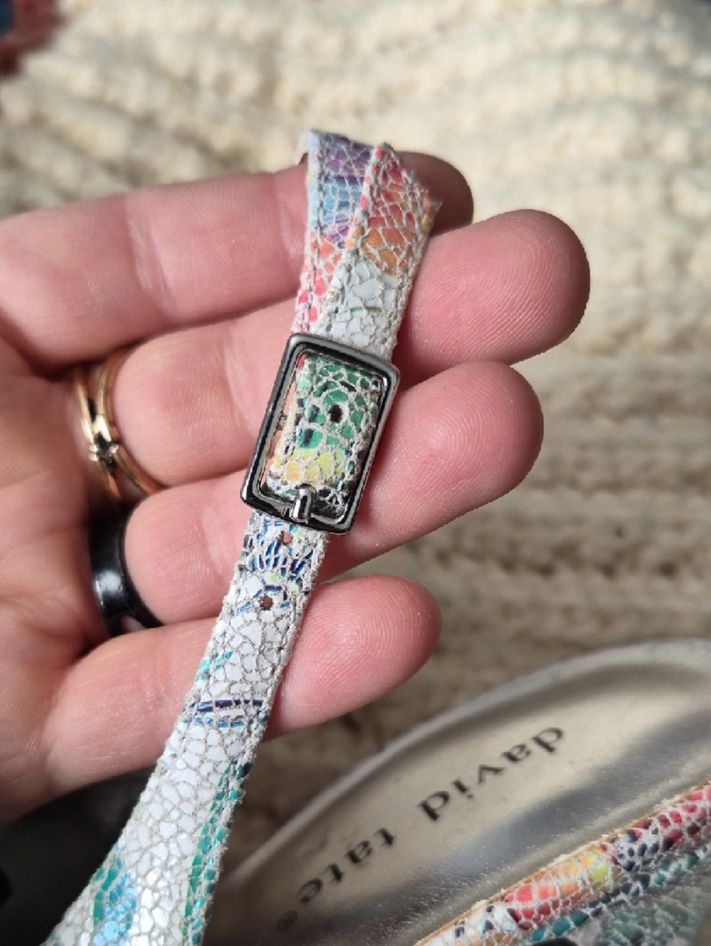 David Tate Mosaic Floral Slingback Pump Heels Multicolor Pastels 9.5 - Picture 15 of 16